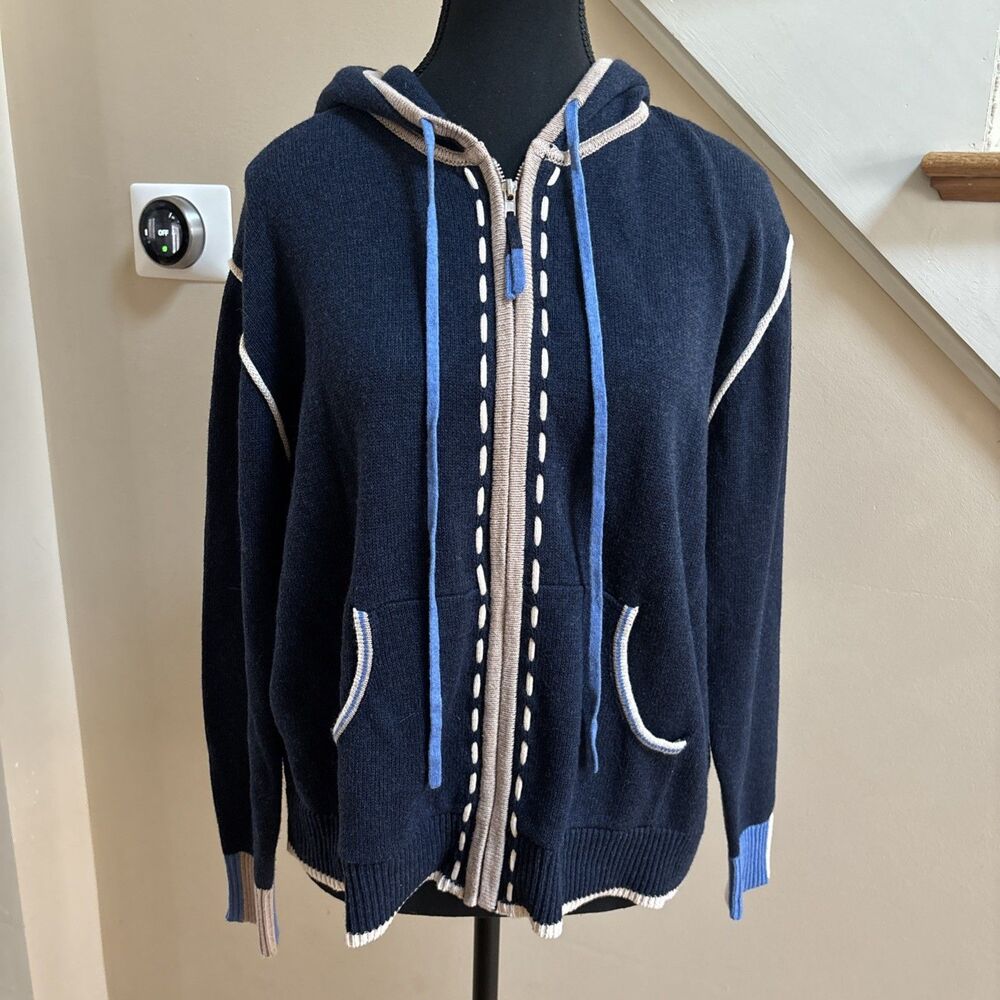 Women’s Zaget And Plover Cotton Cashmere Zip Up Hooded Sweater Size Large